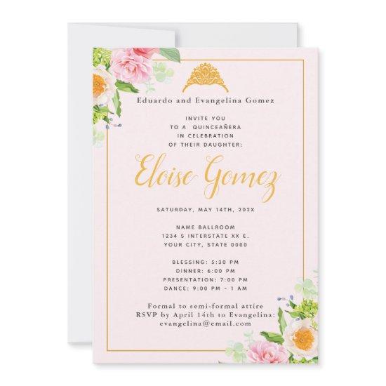 Light Pink Floral Spring Quinceanera