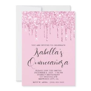 Light Pink Glitter Drips Quinceañera