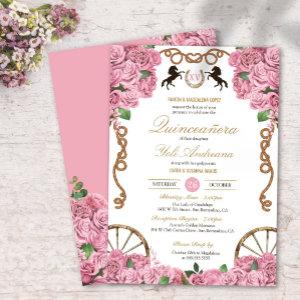 Light Pink Rose Floral Western Charra Quinceanera