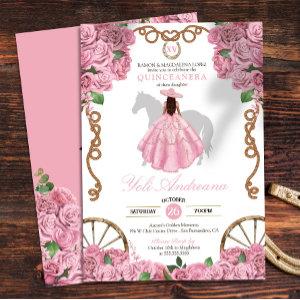 Light Pink Roses Floral Western Charro Quinceanera