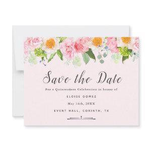 Light Pink Spring Quinceañera Save the Date Card
