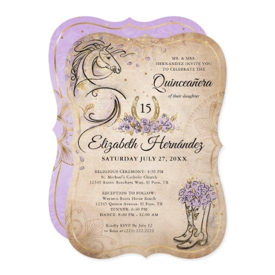 Light Purple and Gold Quince Rustic Horse Birthday