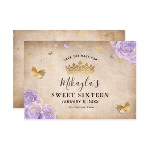 Light Purple and Gold Rose Parchment Elegant Save The Date