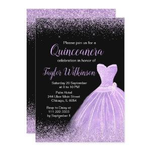 Light Purple Dress Faux Glitter Quinceanera
