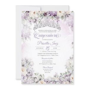 Light Purple Elegant Watercolor Floral Quinceañera