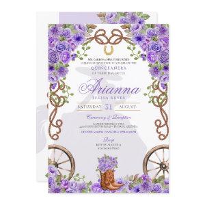 Light Purple Floral Western Charra Quinceañera