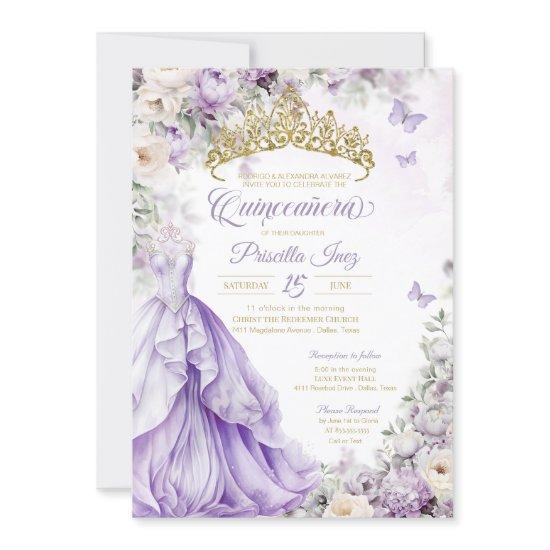 Light Purple & Gold Butterfly Princess Quinceañera