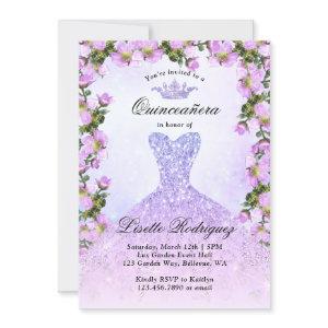 Light Purple Gown Floral Quinceanera