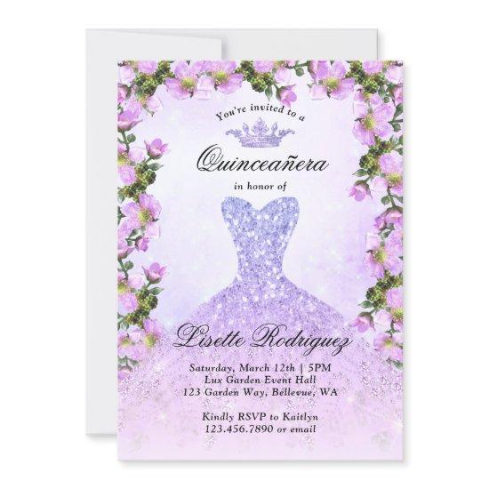 Light Purple Gown Floral Quinceanera