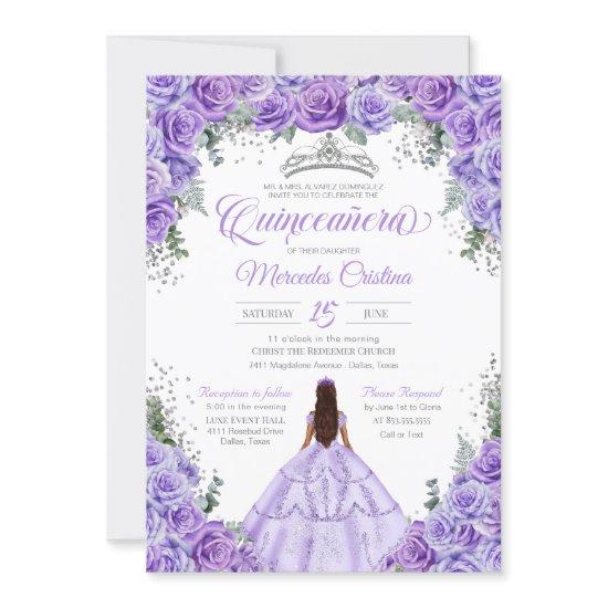 Light Purple Lavender Rose Silver Quinceanera