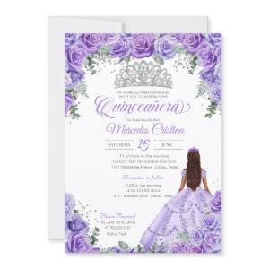 Light Purple Roses & Silver Tiara Quinceanera