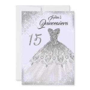 Light Purple Silver Lace Diamond Gown Quinceanera