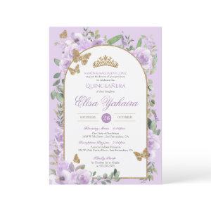 Light Purple Watercolor Gold Butterfly Quinceanera