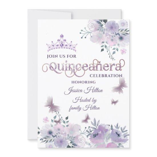 Lilac Butterfly floral garden tiara Quinceañera