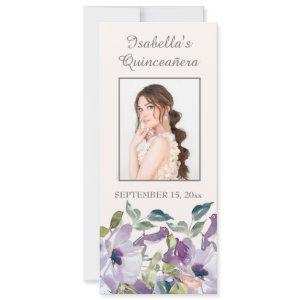 Lilac Dusty Blue Floral Quinceañera Bookmark