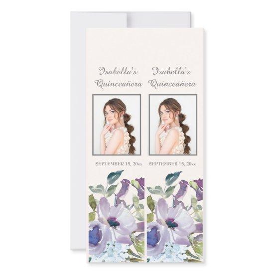 Lilac Dusty Blue Floral Quinceañera Bookmarks Holiday Card