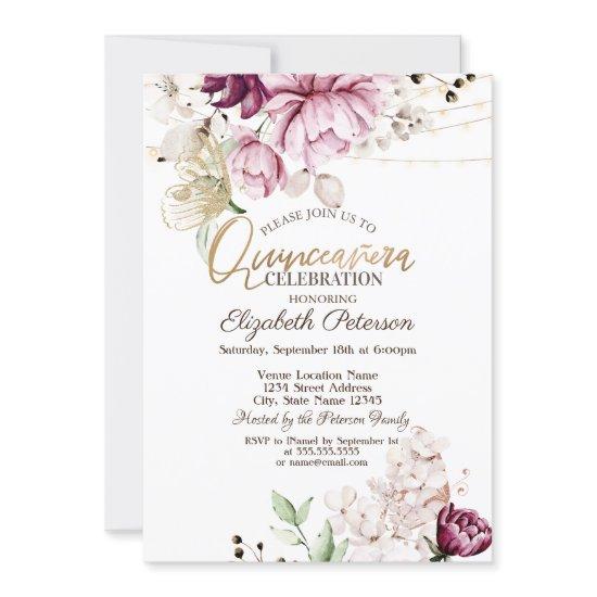 Lilac Flowers Glitter Butterflies Quinceañera