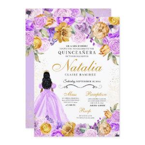 Lilac Gold Princess Glitter Tiara Quinceanera