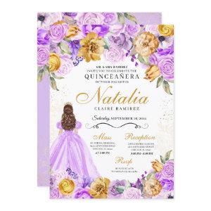 Lilac Gold Princess Glitter Tiara Quinceanera