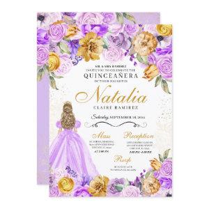 Lilac Gold Princess Glitter Tiara Quinceanera