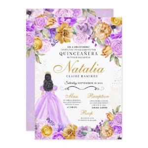 Lilac Gold Princess Glitter Tiara Quinceanera