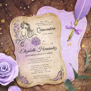 Lilac Lavender Gold Princess Quinceanera Birthday