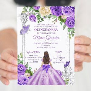 Lilac lavender purple silver Quinceanera Butterfly