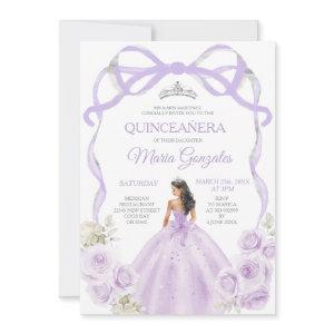 Lilac Purple Bow Princess Silver Crown Quinceañera