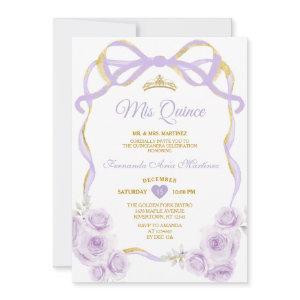 Lilac Purple Floral Bow Gold Ribbon Mis Quince