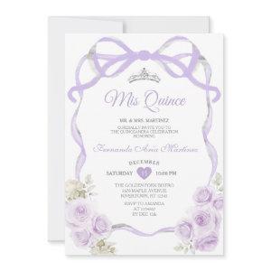 Lilac Purple Floral Bow Ribbon Silver Mis Quince