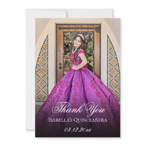 Lilac Purple Floral Personalized Quinceanera Thank You Card