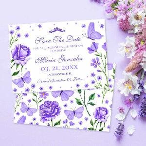 Lilac Purple Quinceañera 15th Birthday Party Save The Date
