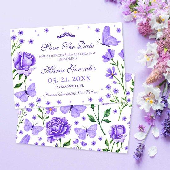 Lilac Purple Quinceañera 15th Birthday Party Save The Date