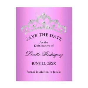Lilac Purple Quinceanera Save The Date Postcard