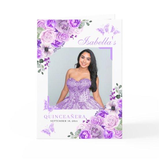 Lilac Purple Quinceanera Tiara Butterflies Program