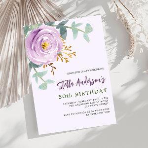 Lilac purple rose floral greenery luxury birthday