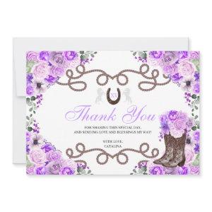 Lilac Purple Western Horse Quinceanera Thank You