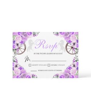 Lilac Purple Western Quinceanera RSVP Card