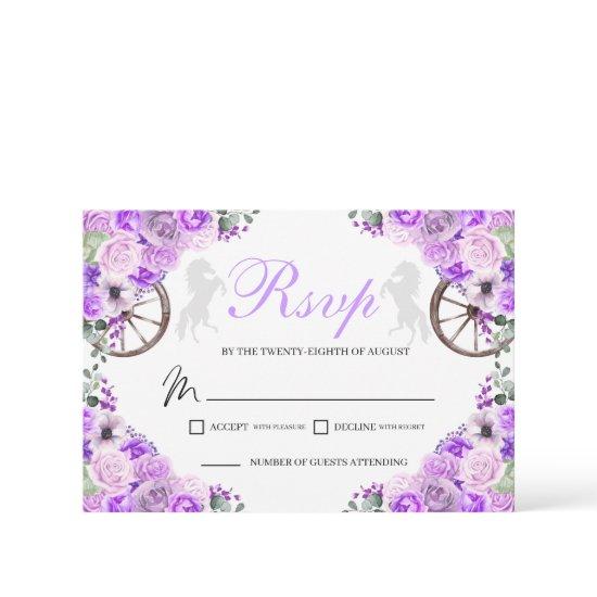 Lilac Purple Western Quinceanera RSVP Card