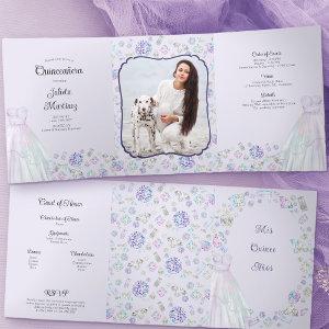 Lilac Quinceanera Diamonds Princess Dress Photo Tri-Fold