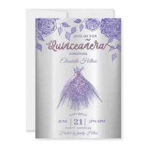 Lilac roses romantic Glitter dress  Quinceañera  I