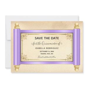 Lilac Scroll Quinceañera Save the Date