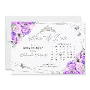 Lilac & Silver Quinceañera Save The Date