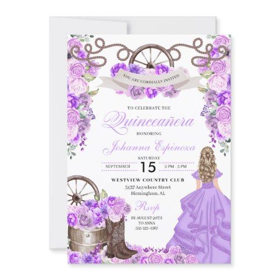 Lilac Western Cowgirl Boots Ranchero Quinceanera