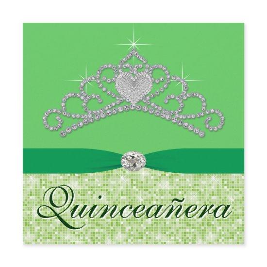 Lime Green Diamond Tiara Green Quincenera