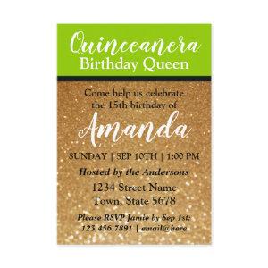 Lime Green Quinceañera Birthday  Glitter