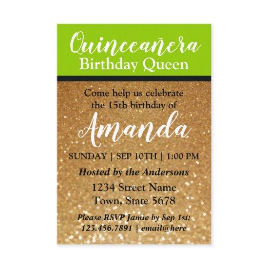 Lime Green Quinceañera Birthday  Glitter