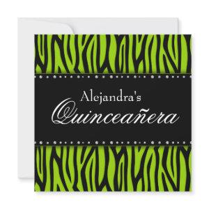 Lime Green Zebra Diamonds Quinceanera