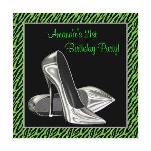 Lime Green Zebra High Heels Birthday Party