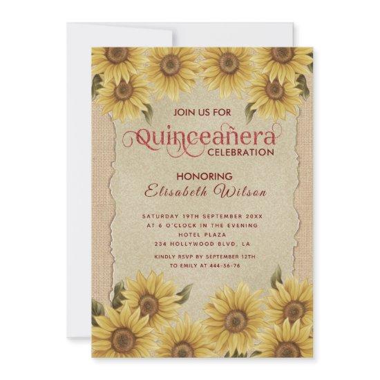 Linen vintage romantic sunflower Quinceañera